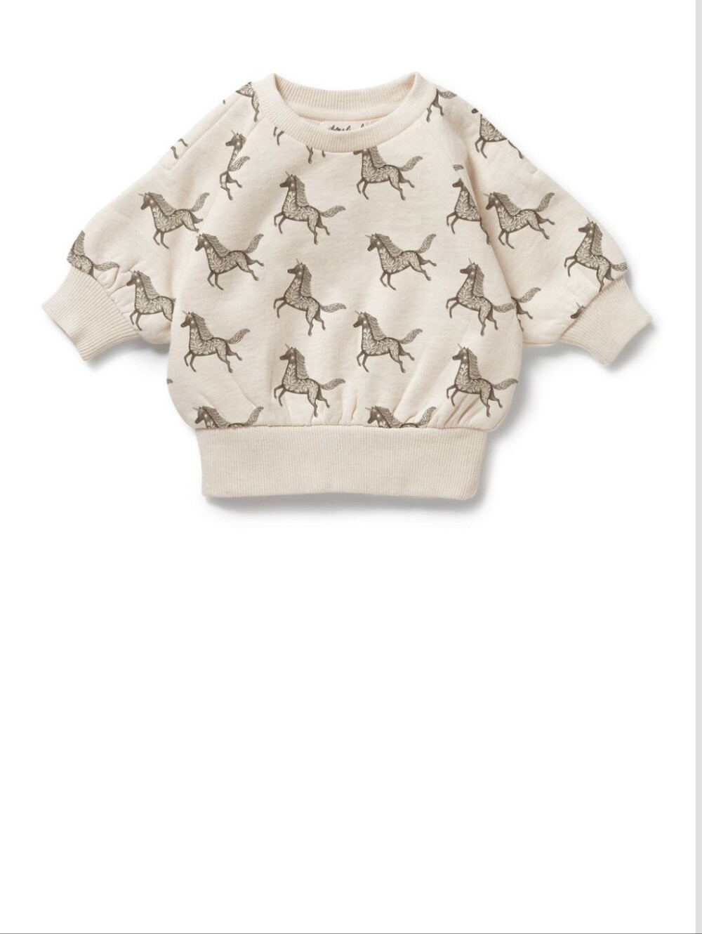 Cream Unicorn Print Crewneck Sweatshirt for Kids